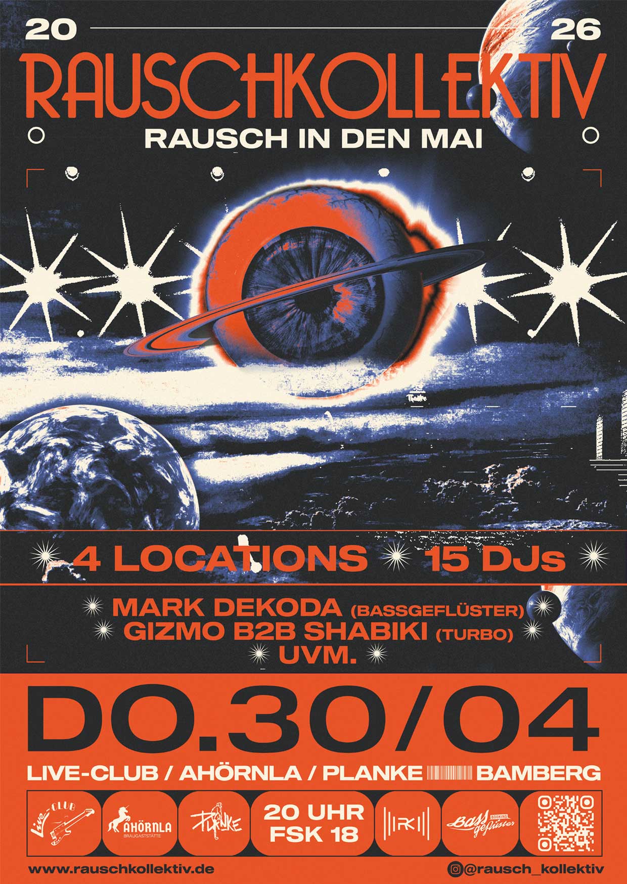 30. April 26: Rausch in den Mai - 4 Locations 15 DJs